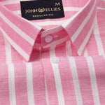 Firenje Pink Stripes Linen Shirt - John Ellies