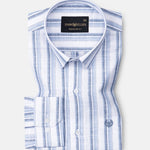 Firenje Steel Blue Stripes Linen Shirt - John Ellies