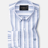 Firenje Steel Blue Stripes Linen Shirt - John Ellies