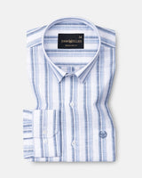 Firenje Steel Blue Stripes Linen Shirt