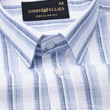 Firenje Steel Blue Stripes Linen Shirt - John Ellies
