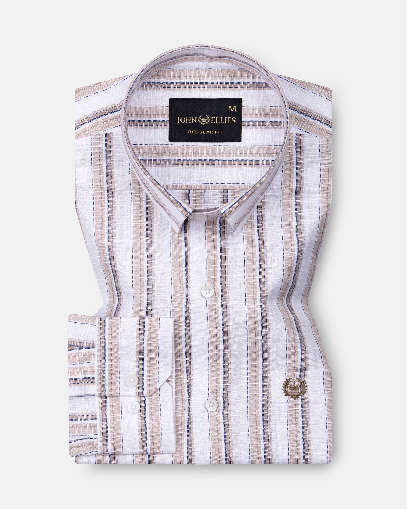 Firenje Brown Stripes Linen Shirt - John Ellies