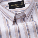 Firenje Brown Stripes Linen Shirt - John Ellies