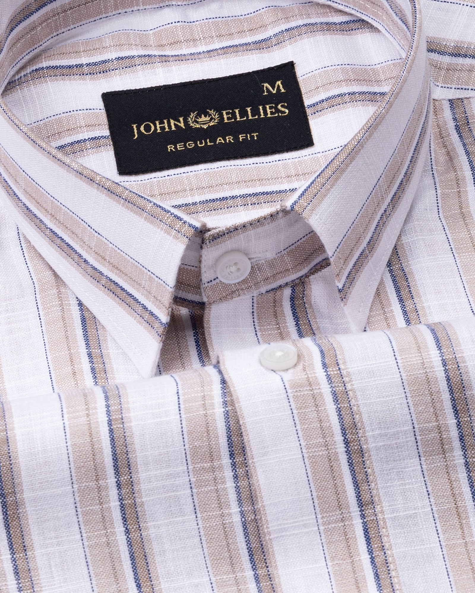 Firenje Brown Stripes Linen Shirt - John Ellies