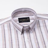Firenje Brown Stripes Linen Shirt - John Ellies