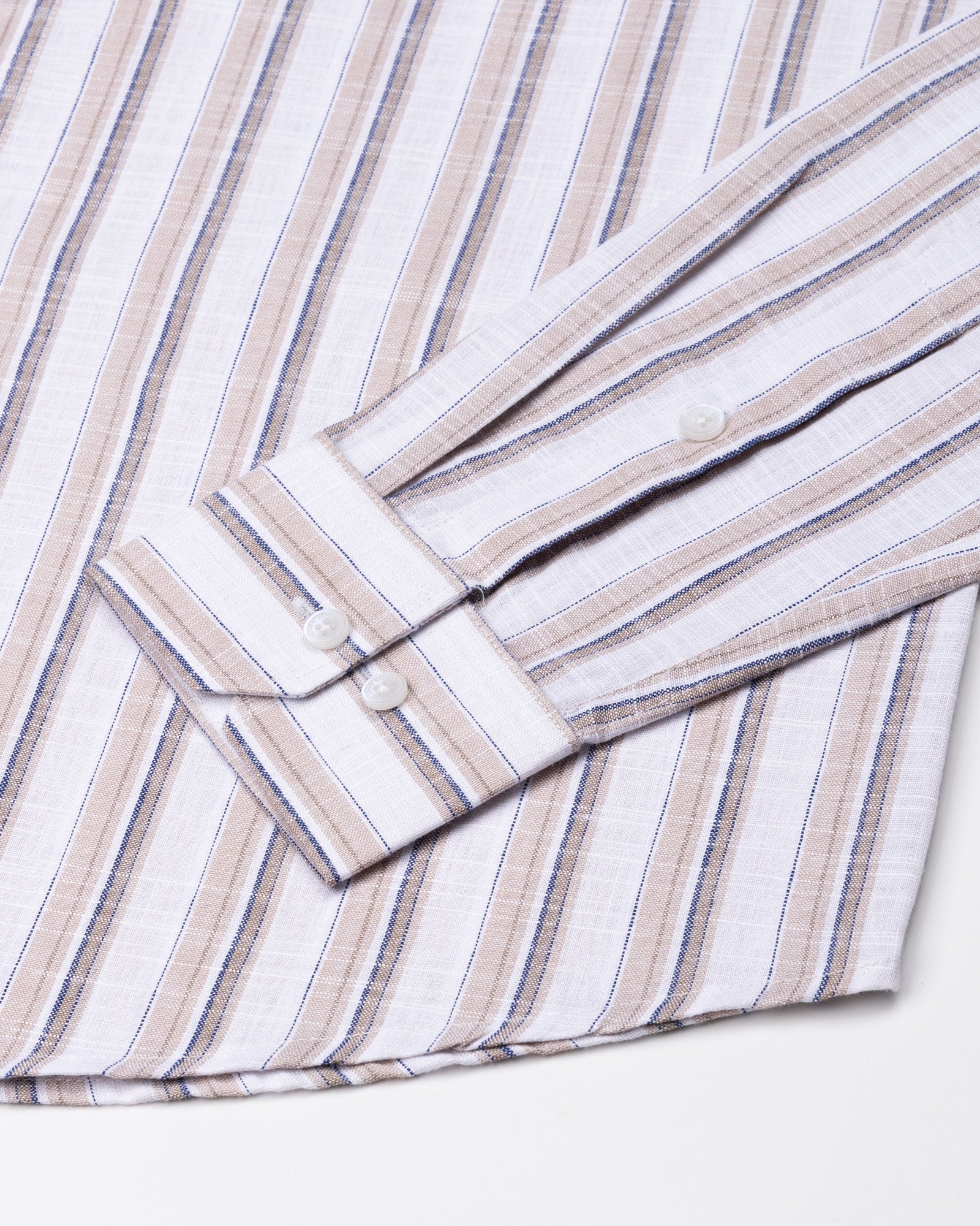 Firenje Brown Stripes Linen Shirt - John Ellies