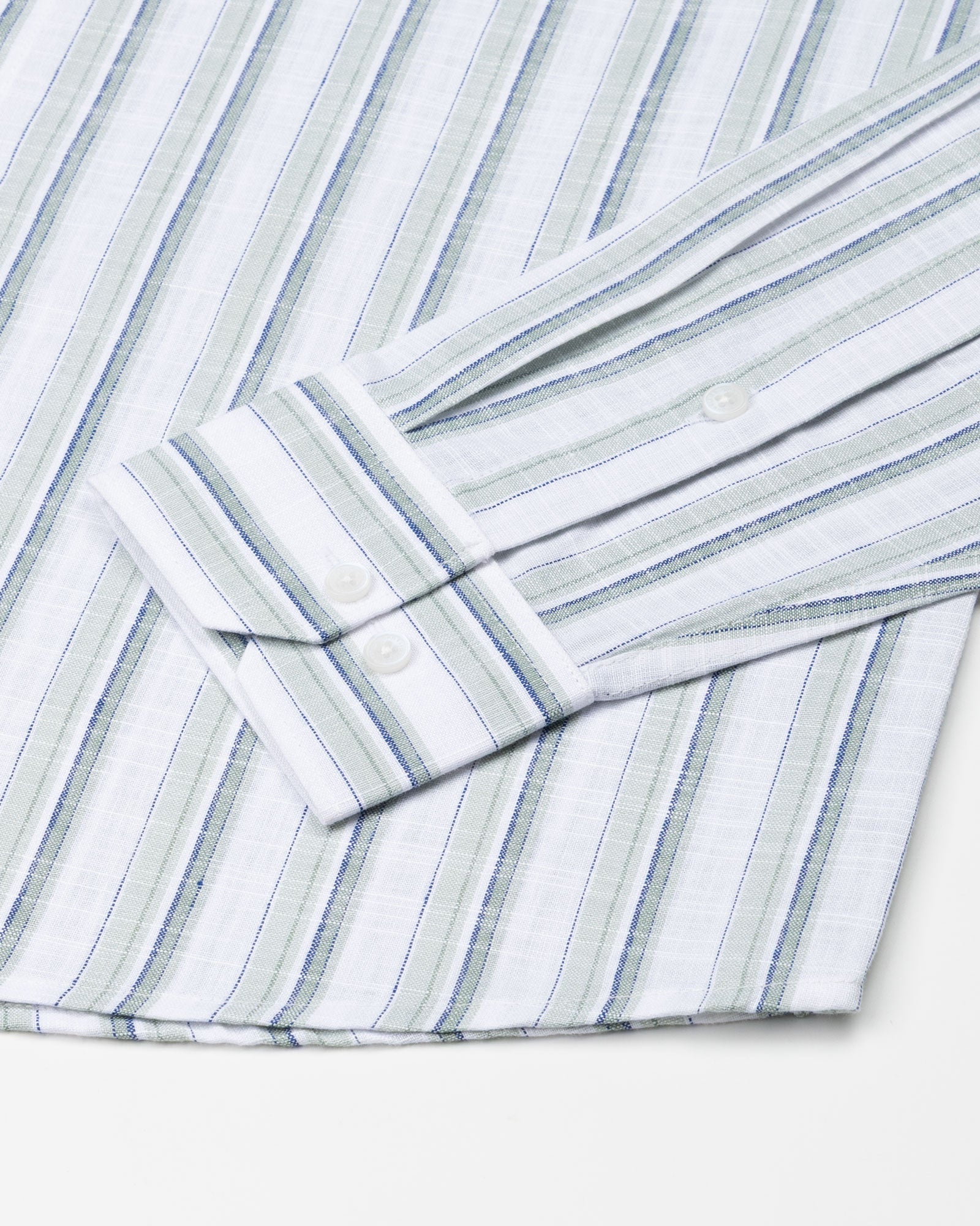 Firenje Olive Stripes Linen Shirt - John Ellies