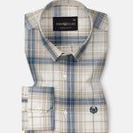 Vender Blue & Beige Check Linen Shirt - John Ellies