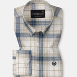 Vender Blue & Beige Check Linen Shirt - John Ellies