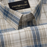 Vender Blue & Beige Check Linen Shirt - John Ellies