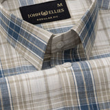 Vender Blue & Beige Check Linen Shirt - John Ellies