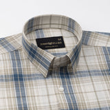 Vender Blue & Beige Check Linen Shirt - John Ellies