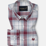 Vender Maroon & Grey Check Linen Shirt - John Ellies
