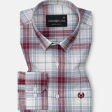 Vender Maroon & Grey Check Linen Shirt - John Ellies