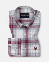 Vender Maroon & Grey Check Linen Shirt