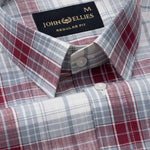 Vender Maroon & Grey Check Linen Shirt - John Ellies