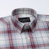 Vender Maroon & Grey Check Linen Shirt - John Ellies