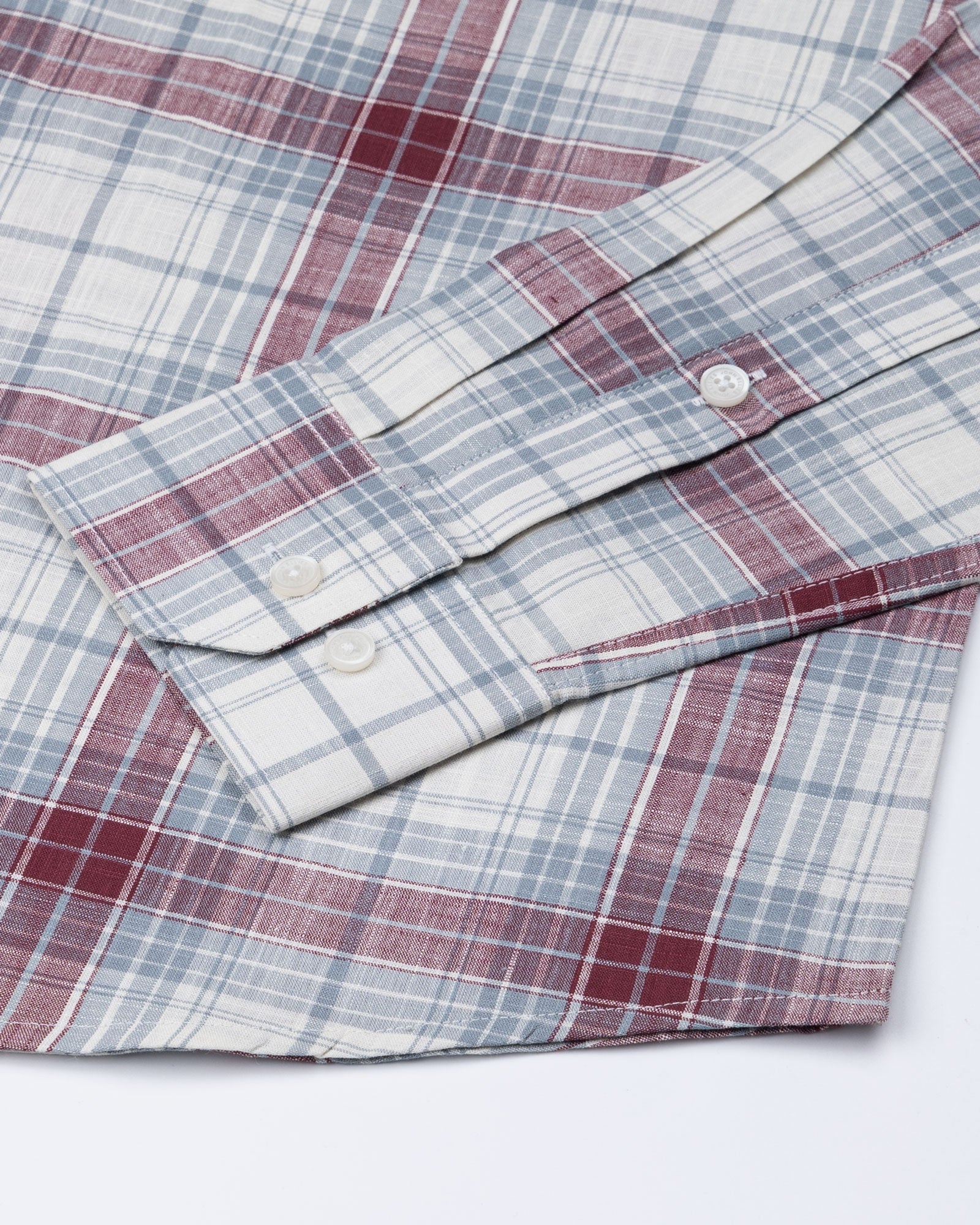 Vender Maroon & Grey Check Linen Shirt - John Ellies
