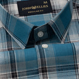 Vender Teal Check Linen Shirt - John Ellies