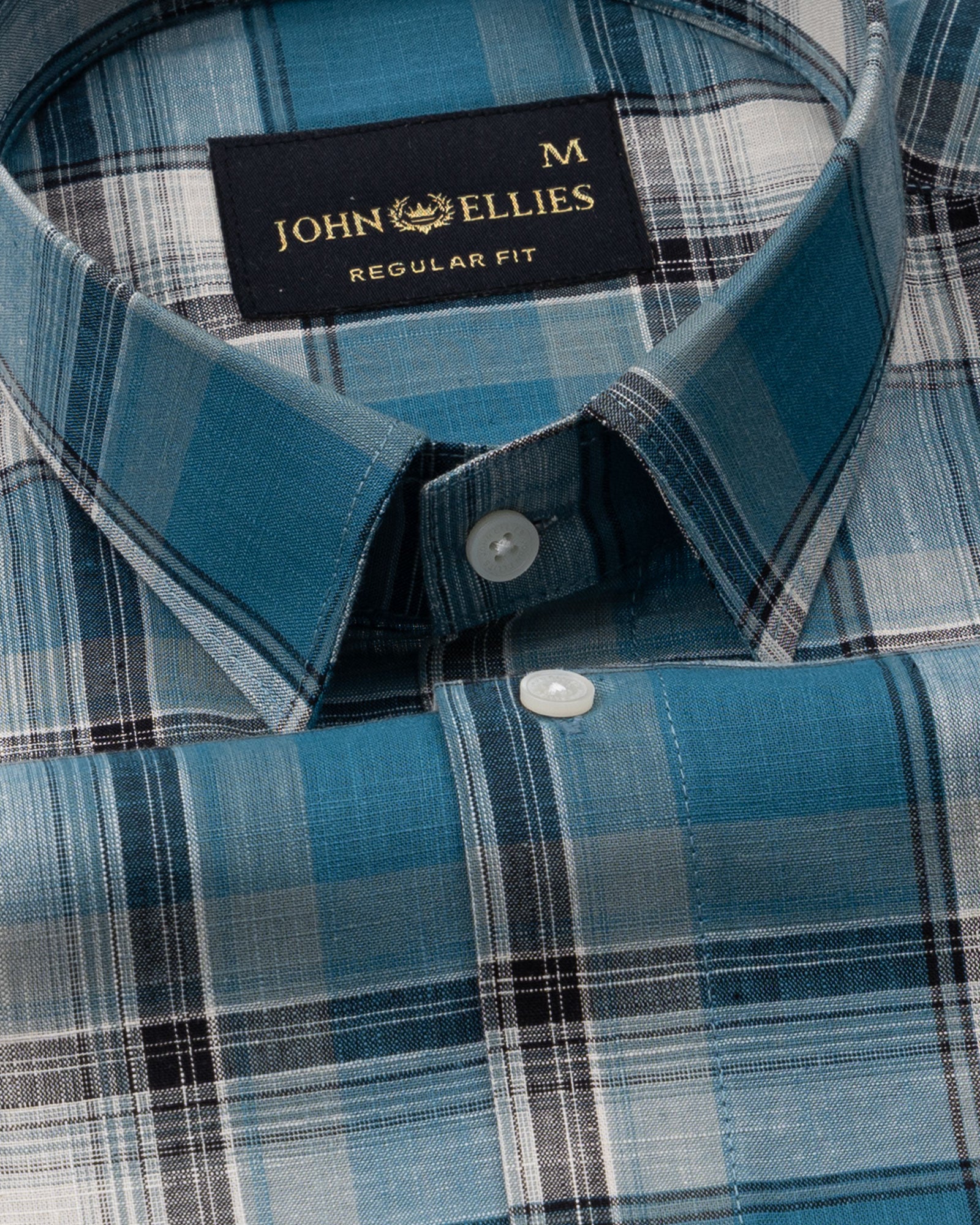 Vender Teal Check Linen Shirt - John Ellies