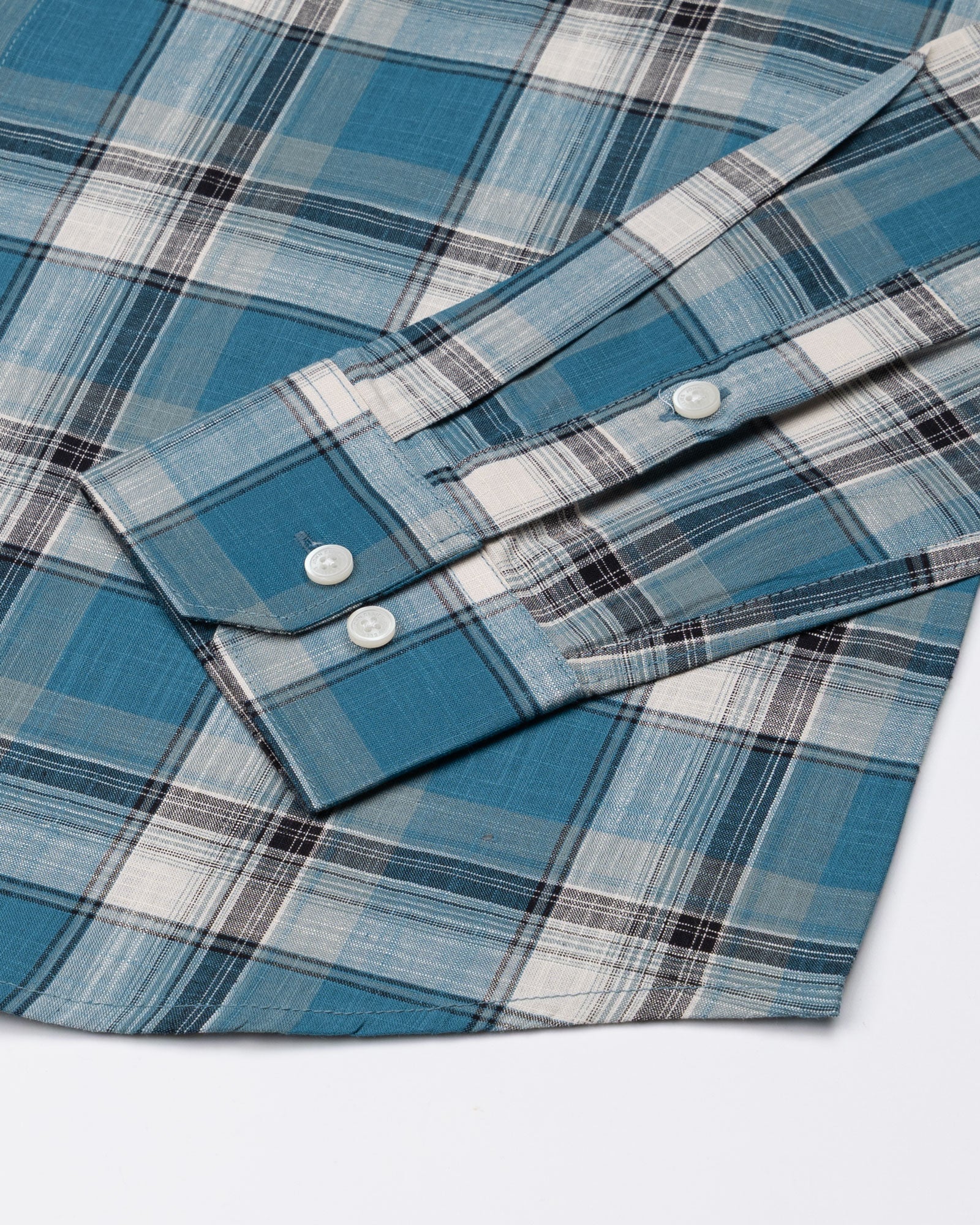 Vender Teal Check Linen Shirt - John Ellies