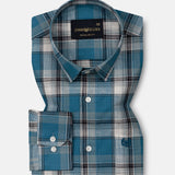 Vender Teal Check Linen Shirt - John Ellies