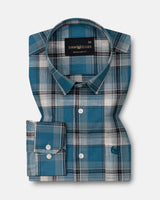 Vender Teal Check Linen Shirt