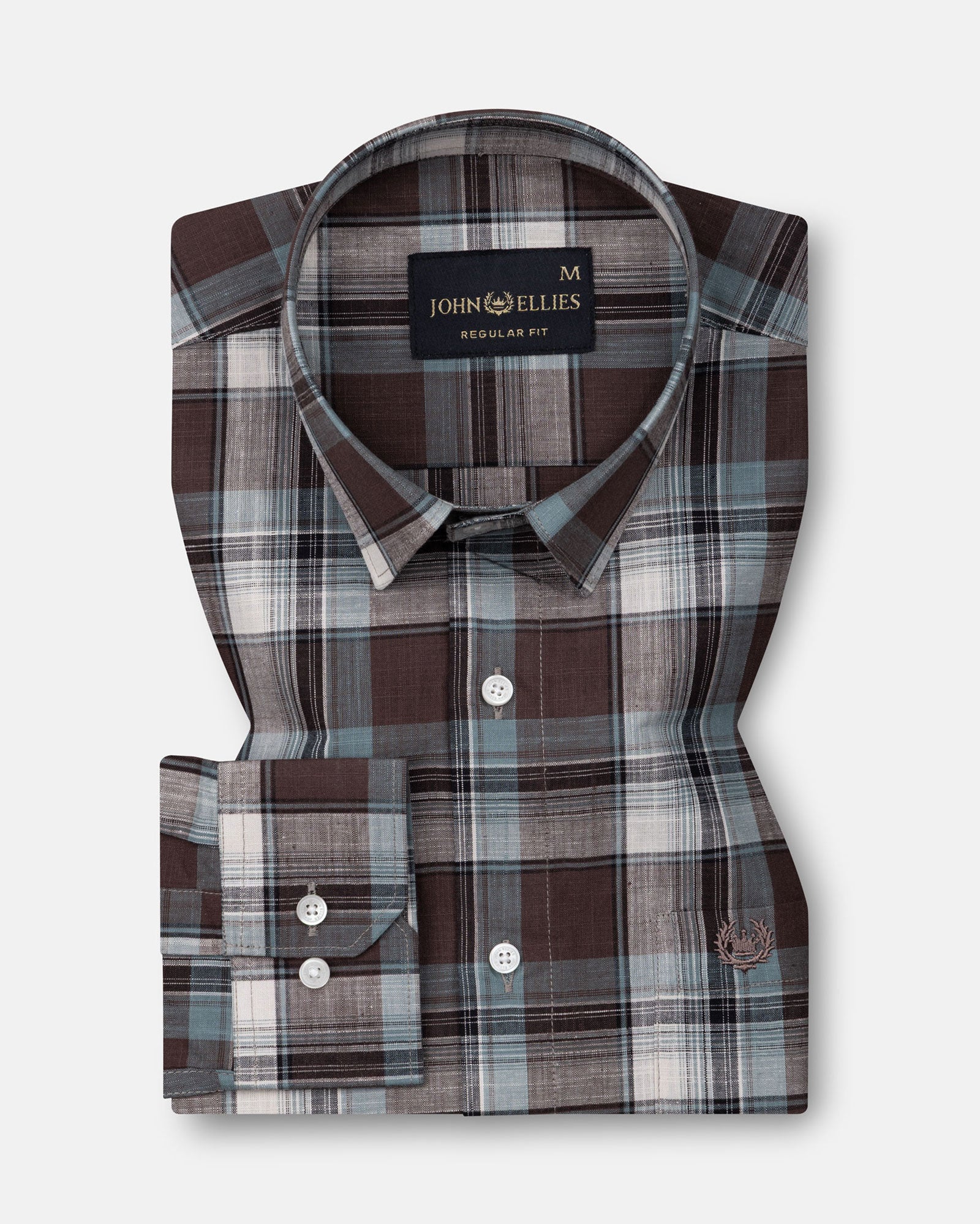 Vender Brown Check Linen Shirt - John Ellies