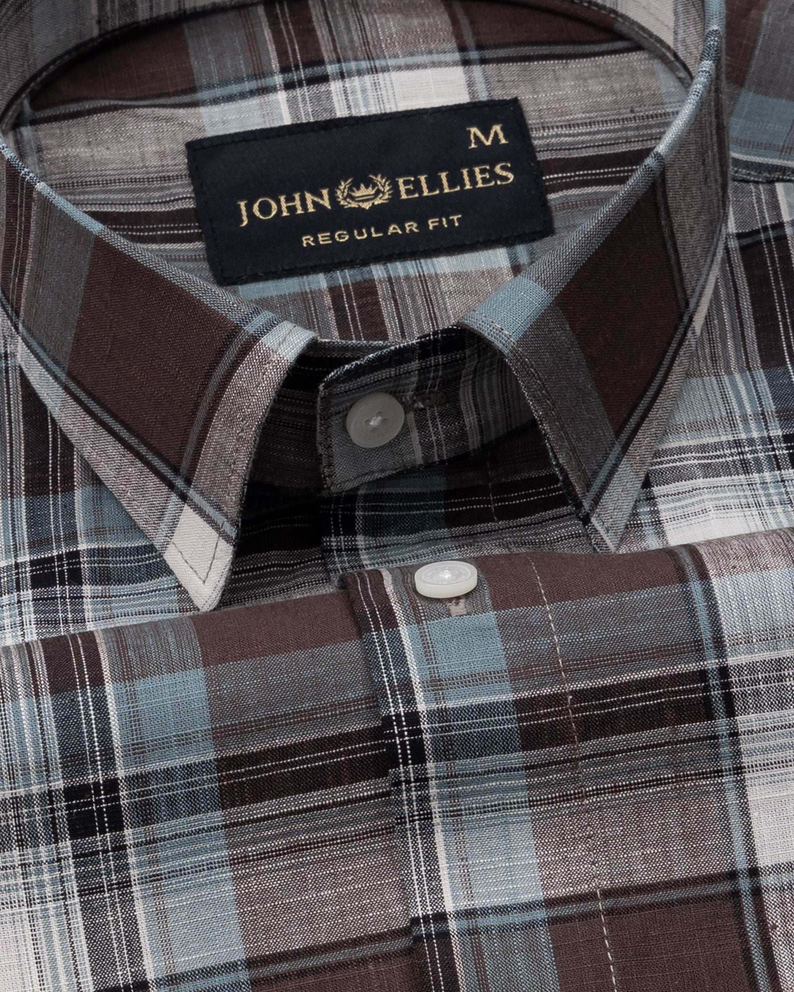 Vender Brown Check Linen Shirt - John Ellies