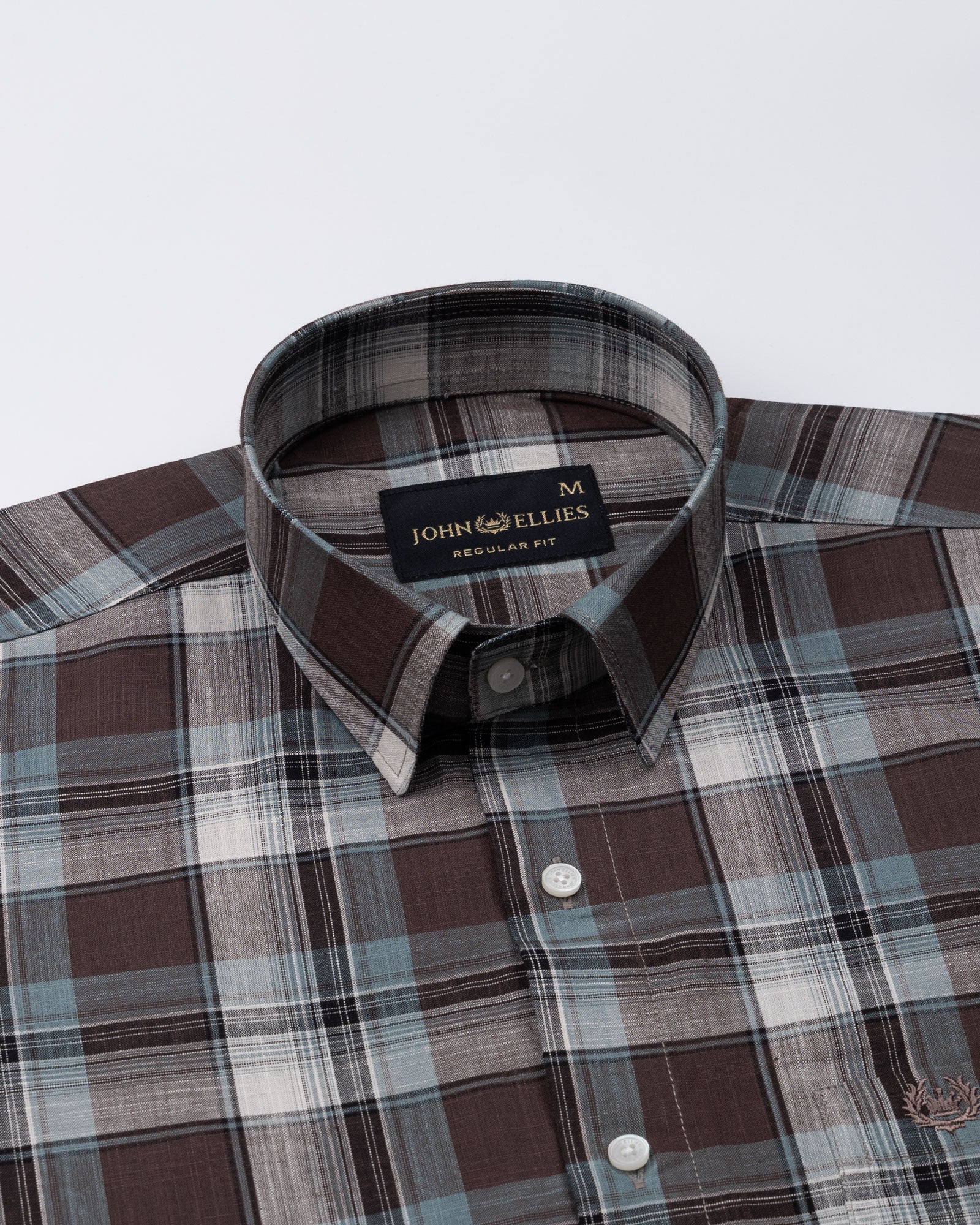 Vender Brown Check Linen Shirt - John Ellies