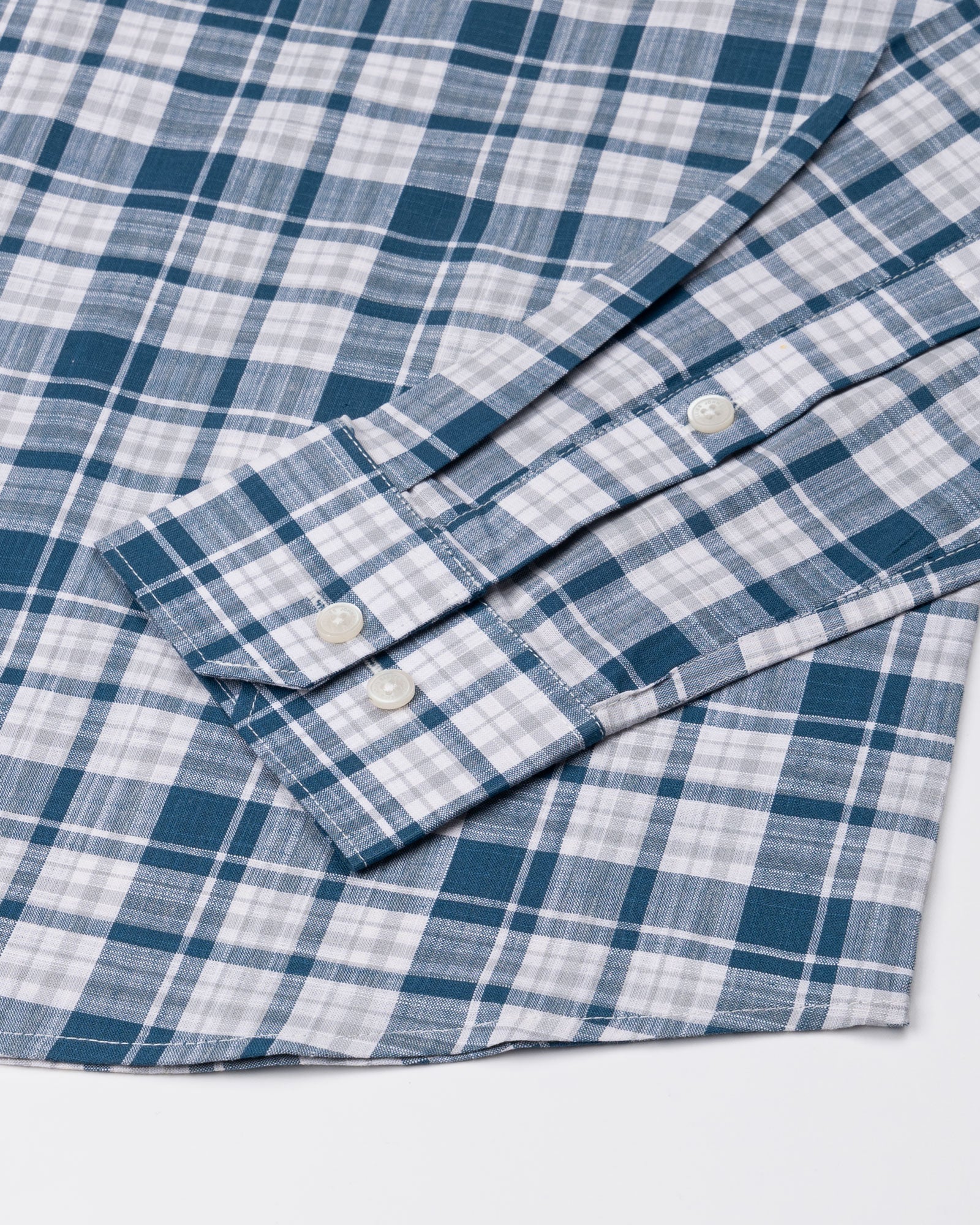 Vender Blue Check Linen Shirt - John Ellies