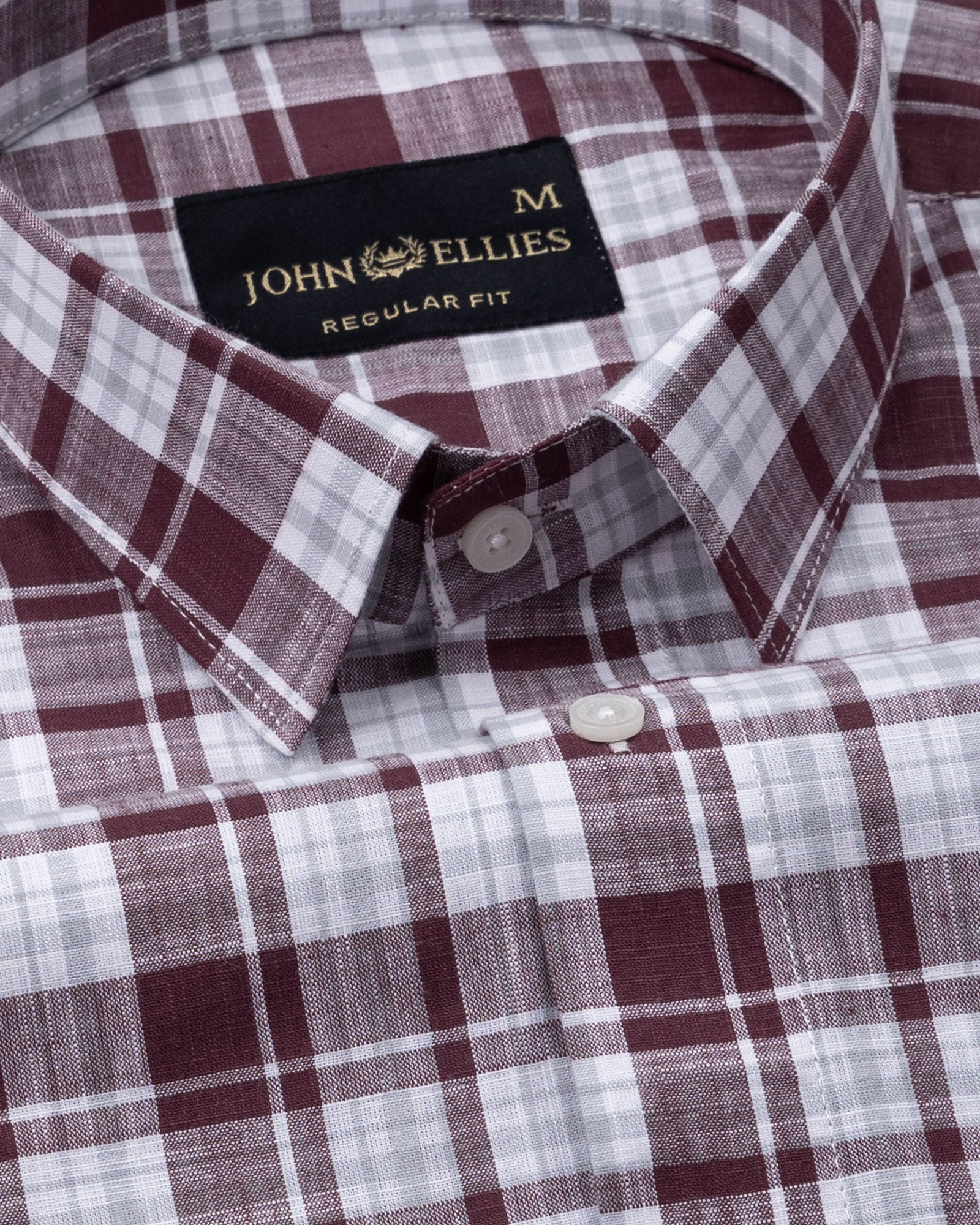 Vender Maroon Check Linen Shirt - John Ellies