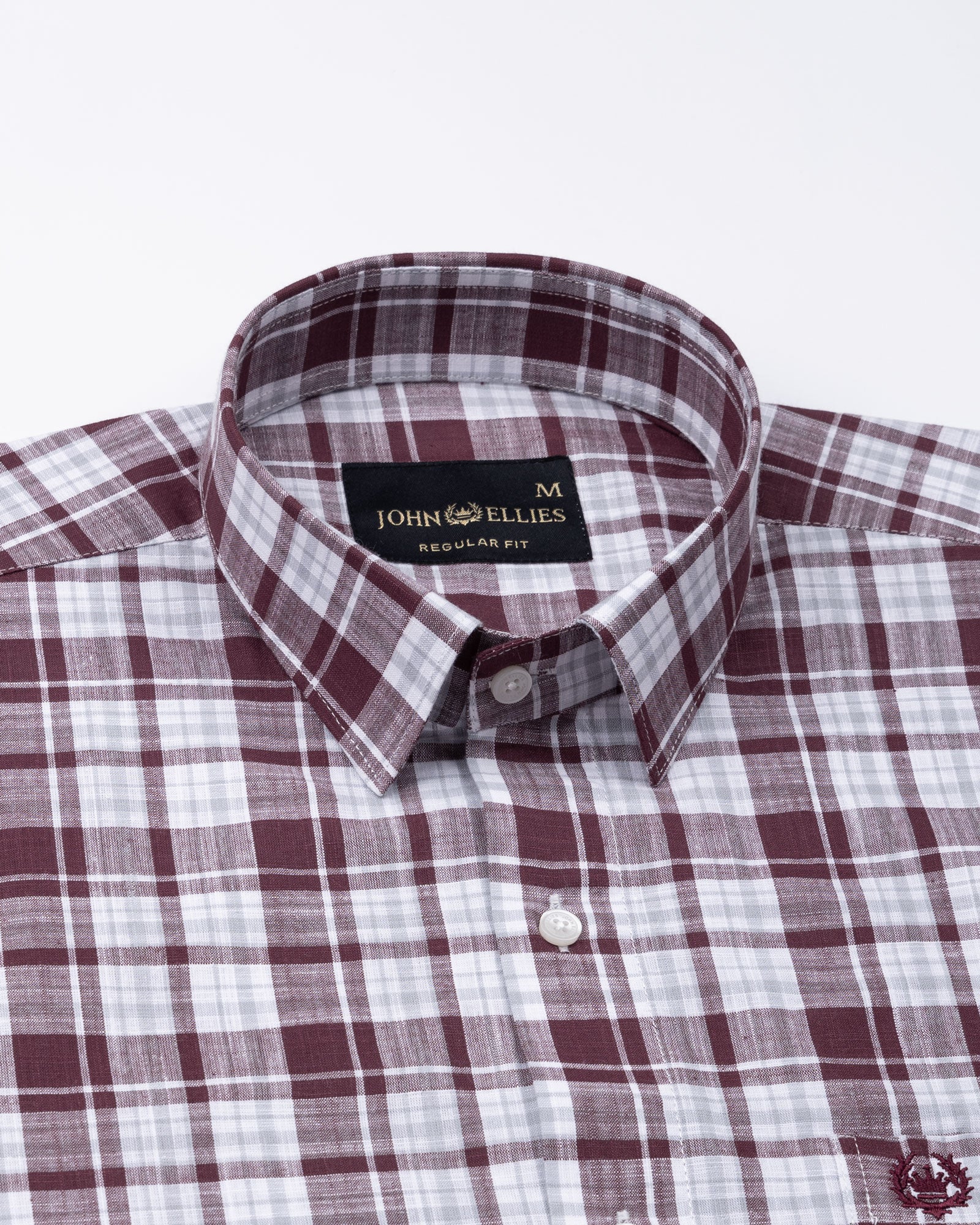 Vender Maroon Check Linen Shirt - John Ellies