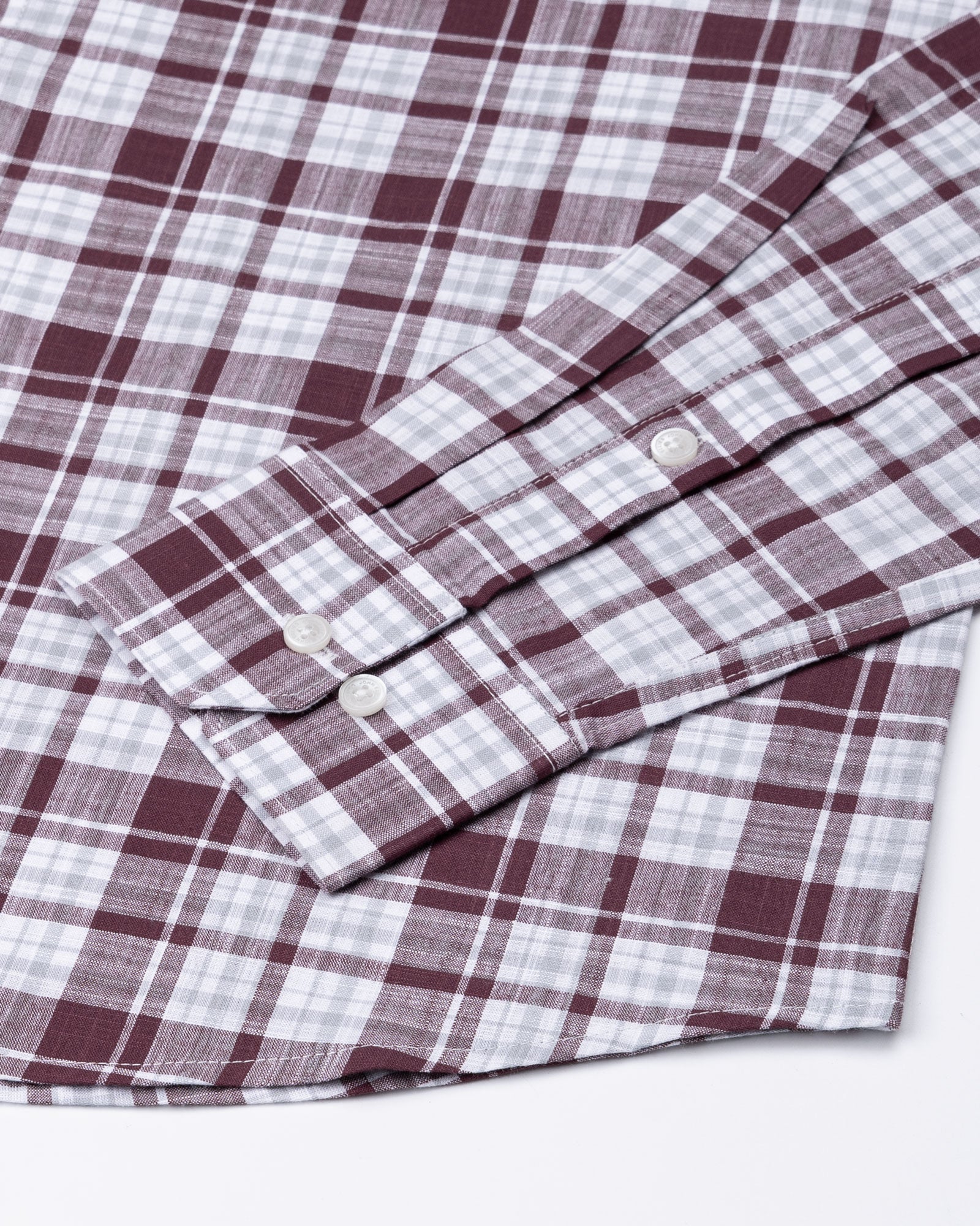 Vender Maroon Check Linen Shirt - John Ellies