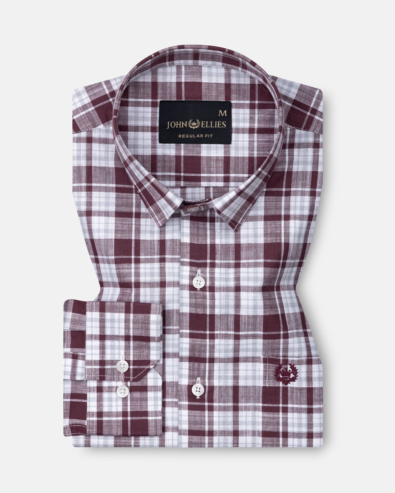 Vender Maroon Check Linen Shirt - John Ellies