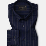 Marquis Navy Blue Stripes Cotton Shirt - John Ellies