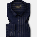 Marquis Navy Blue Stripes Cotton Shirt - John Ellies