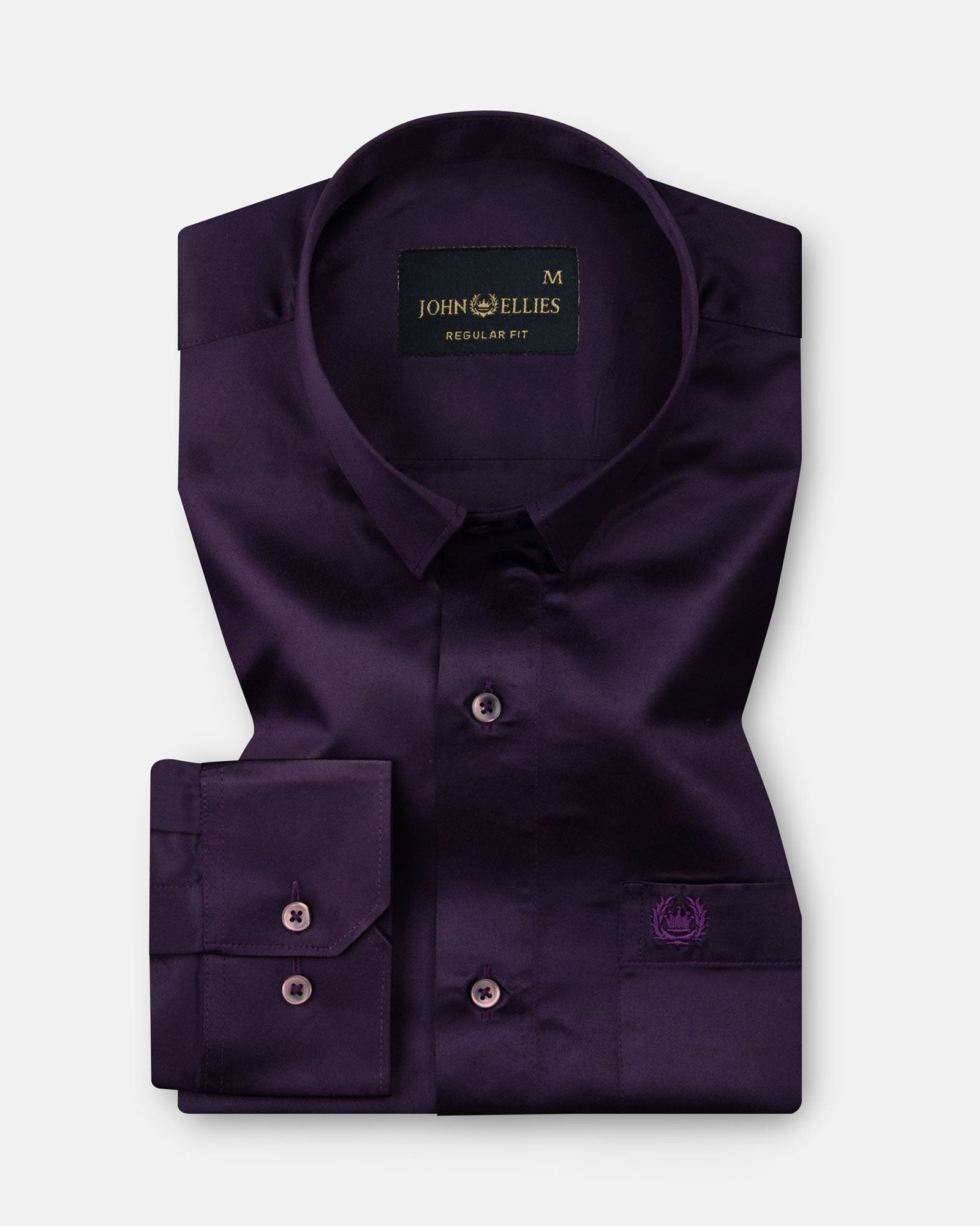 Ellwood Purple Plain Satin Shirt - John Ellies