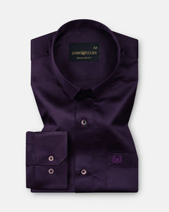 Ellwood Purple Plain Satin Shirt - John Ellies