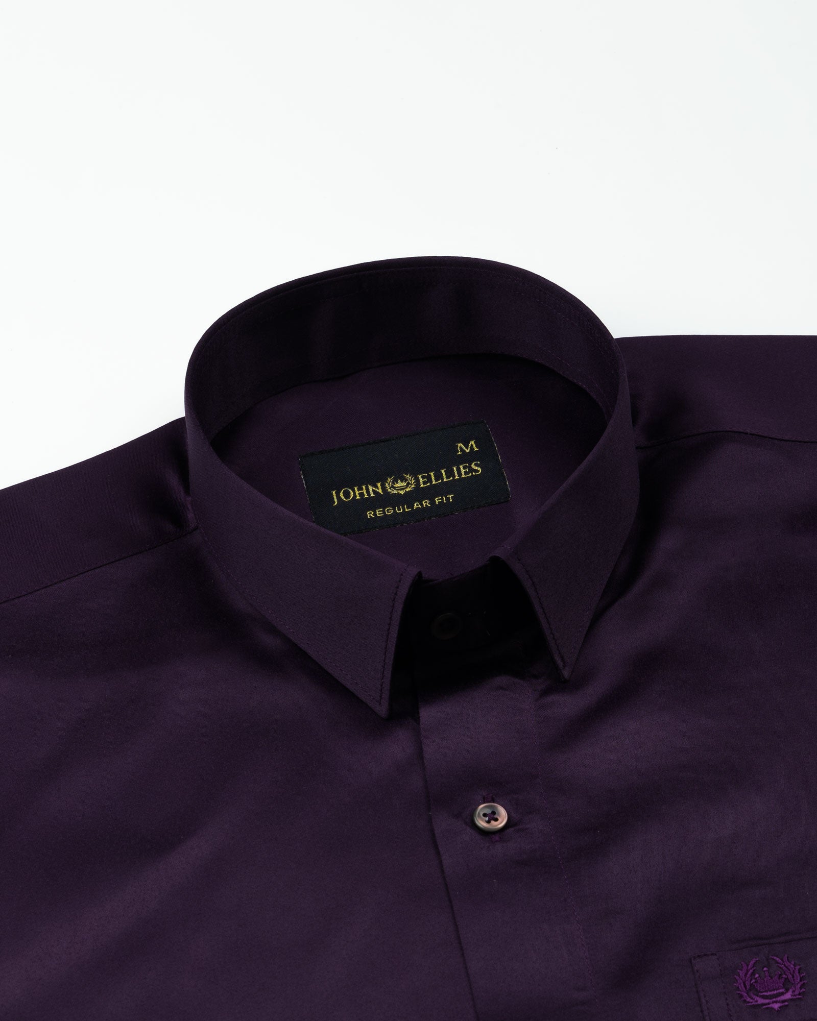 Ellwood Purple Plain Satin Shirt - John Ellies