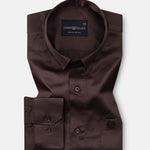 Ellwood Brown Plain Satin Shirt - John Ellies