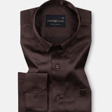 Ellwood Brown Plain Satin Shirt - John Ellies