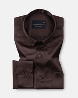 Ellwood Brown Plain Satin Shirt
