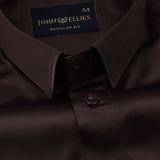 Ellwood Brown Plain Satin Shirt - John Ellies
