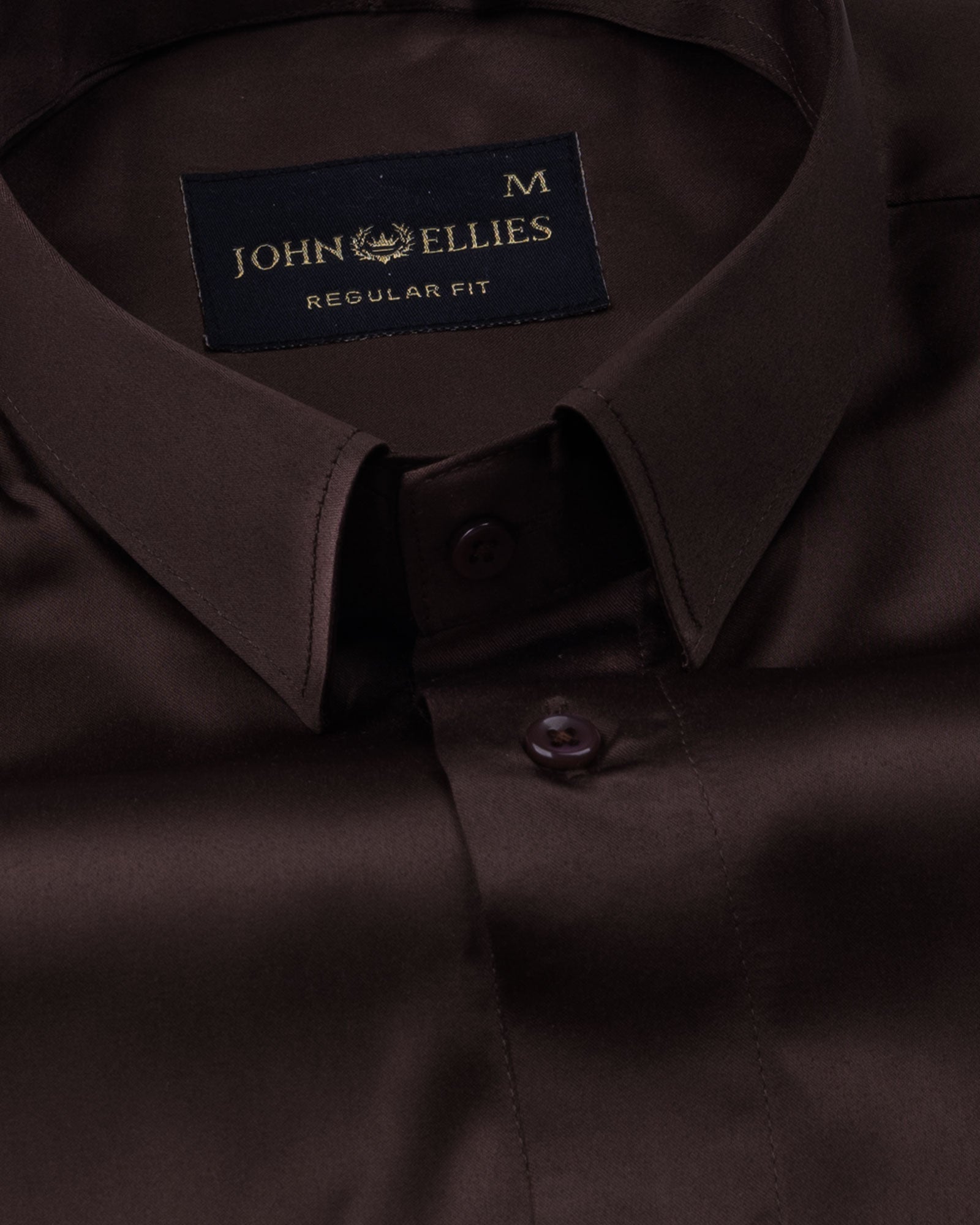 Ellwood Brown Plain Satin Shirt - John Ellies