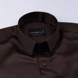 Ellwood Brown Plain Satin Shirt - John Ellies