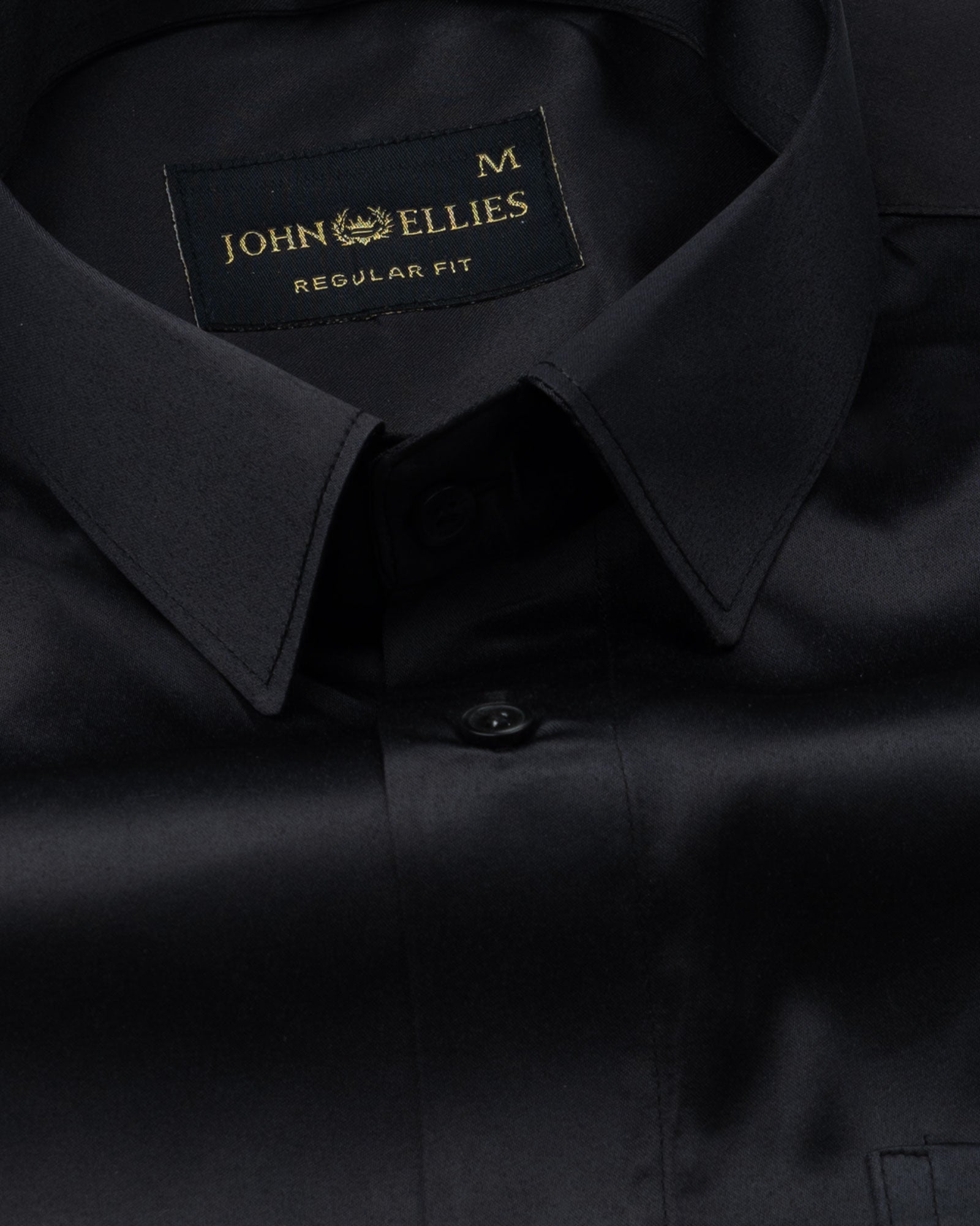 Ellwood Chacoal Grey Plain Satin Shirt - John Ellies