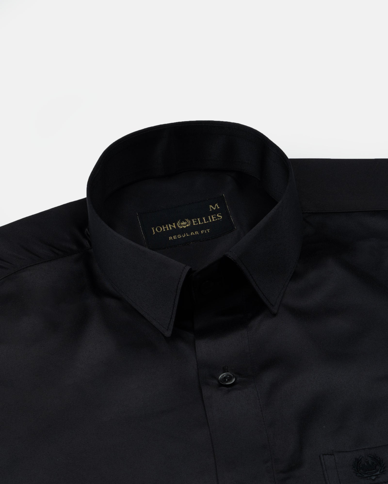 Ellwood Chacoal Grey Plain Satin Shirt - John Ellies