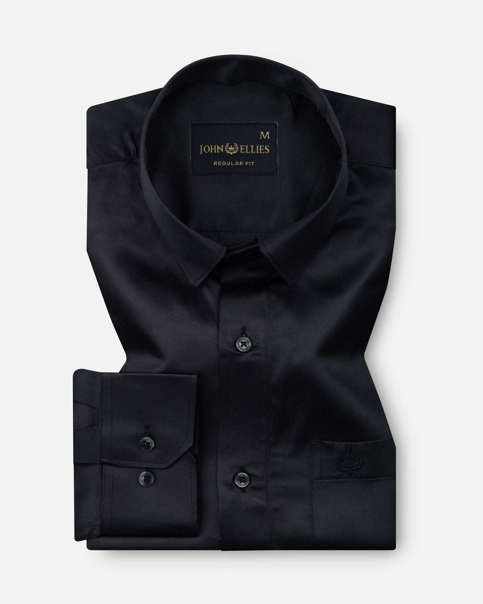 Ellwood Chacoal Grey Plain Satin Shirt - John Ellies