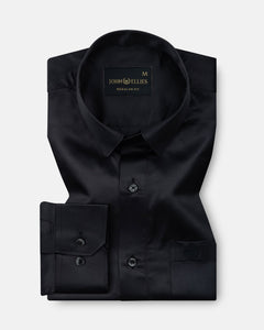 Ellwood Chacoal Grey Plain Satin Shirt - John Ellies